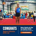 Saanvi Bhatia won the Gold Medal at Inter-Gymnastic Academies Championship