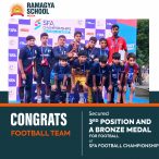 Football team secured 3rd position and clinched a bronze medal at SFA Football Championship